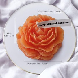 Set of 3 Orange Peony-Shaped Scented Candles – Aromatherapy, Low-Temperature Wax, Spa & Relaxation Gift for Women – Stress Relief, Meditation, Wedding & Special Occasions