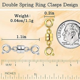 Qulltk Double Magnetic Necklace Clasps and Closures 14K Gold and Silver Bracelet Extender Jewelry Clasps Converters for DIY Jewelry Making