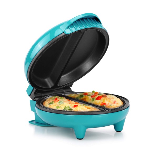 Holstein Housewares - Non-Stick Omelet & Frittata Maker, Teal/Stainless Steel - Makes 2 Individual Portions Quick & Easy