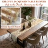 kilofly Elegant Floral Brocade Jacquard Table Runner Tassels (96 x
