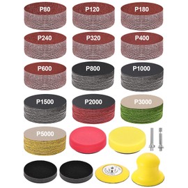 Wewink Plus 268-Pack 3 Inch Sanding Discs Drill Sanding Attachment, 80-5000 Grit Wet Dry Hook and Loop Sandpaper, Soft Foam Buffering Pad with 1/4" Shank Backing Plate for Car Wood Resin Metal