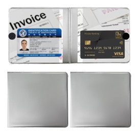 Ziciner 2PCS Car Registration and Insurance Holder, 5.2"× 4.7" Leather Auto Glove Box Organizer with Closure, Essential Car Document Holder for Card, Driver License (Silver)
