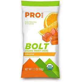 PROBAR - BOLT Organic Energy Chews - Orange - USDA Organic, Gluten-Free, Superfruit Blend, Electrolytes, B Vitamins - Pack of 12