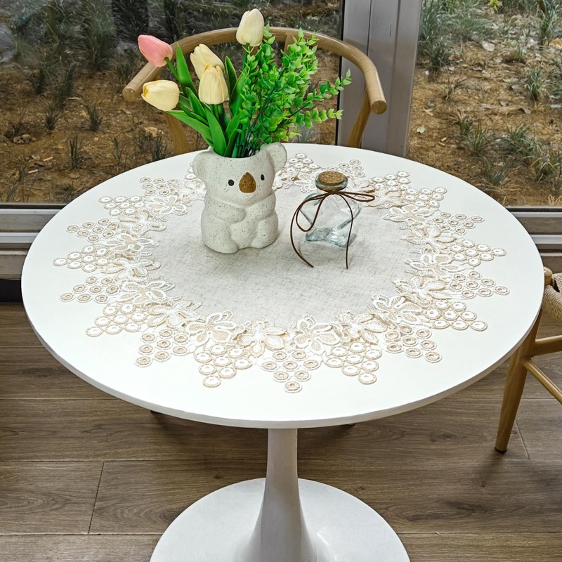 URROMA Polyester Round Doily, Grape Lace Polyester Round Tablecloth Cover