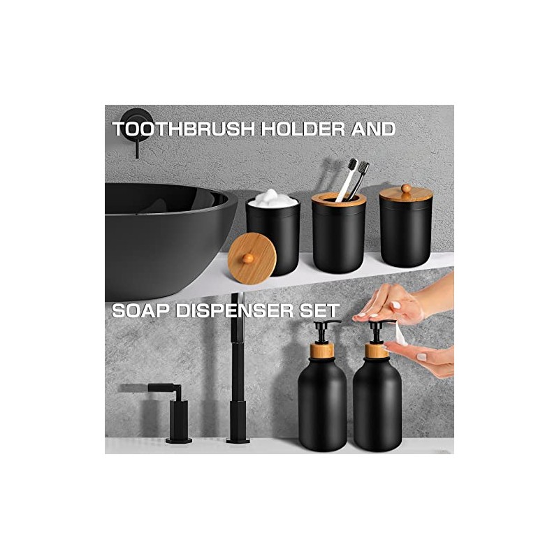 Juego de Baño Accesorios 5Pcs, Negro Accesorios para Baño con