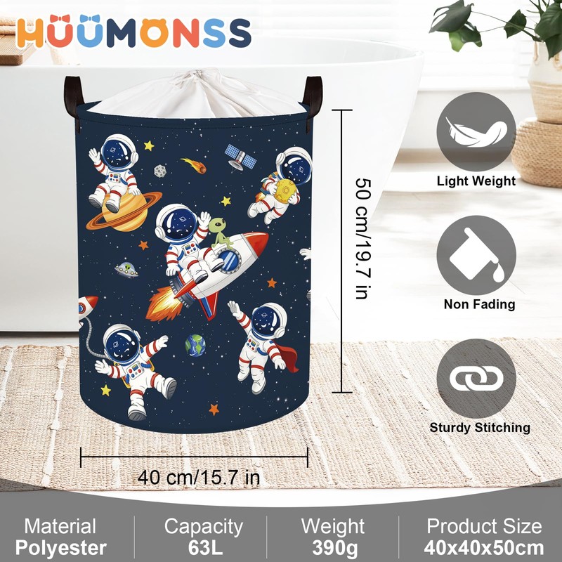 Space Rockets Laundry Hamper Cartoon Astronaut Large Storage Basket Planet