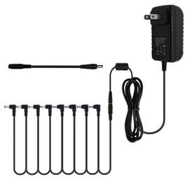 Pigtone Guitar Pedal Power Supply Adapter 9V DC 1A/2A 2000ma Tip Negative 8 Way Daisy Chain Cables for Guitar Effect Pedals，Suitable for Most Guitar Effects Pedals