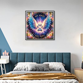 ARPADAMO Angel Wings Diamond Art Kits for Adults,5D Diamond Painting DIY Dog Paw Diamond Art Diamond Painting Kits for Adult,Round Full Drill Diamonds, Diamond Art Kits for Home Decor-13.78x13.78inch