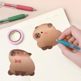 Capybara Sticky Notes Pack of 4 - Cartoon Cute Memo Pages for Office and School, Animal Motifs for Creative Writing, Versatile Sticky Notes such as Post It, Animals Writing Memo Pages