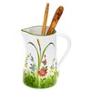 Hand Made Italian Ceramic Jug Large Jug with Flower Meadow