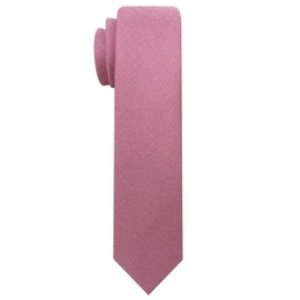 Kebocis Mens Solid Color Cotton Neckties Skinny Ties for Men, Pink