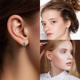 Watforsh Silver Hoop Huggie Small Chunky Filigree Round Circle Simple Vintage Work Earrings for Women Office