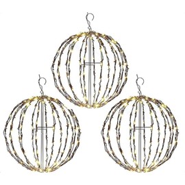 Elf Logic 3 Pack 12” Outdoor/Indoor LED Christmas Light Balls. Durable, Waterproof, Long-Lasting, Lightweight Bright Light Ball. Warm LED Lights for Holiday Decor, Patio, Wedding Decor