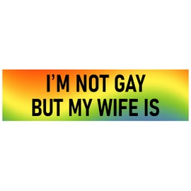 I'm Not Gay But My Wife Is Bumper Sticker Funny Car Sticker I'm Not Gay But My Wife Is Sticker Made in USA Decal
