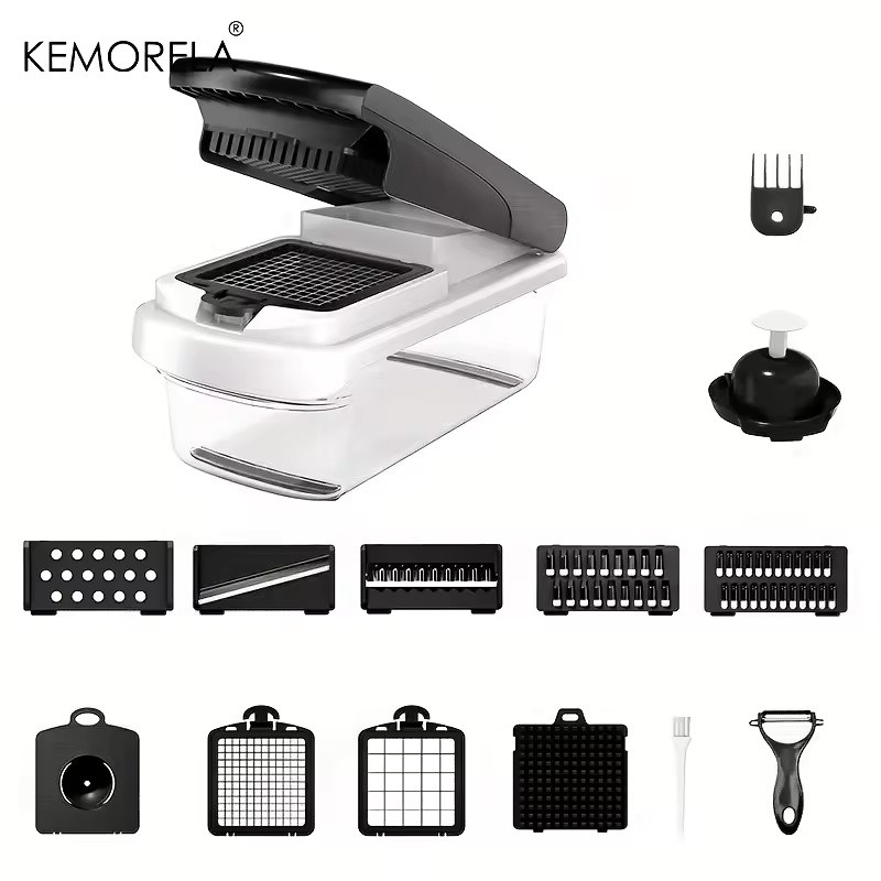 14/15-in-1 Multifunctional Vegetable Chopper with Container and Stainless Steel Blades