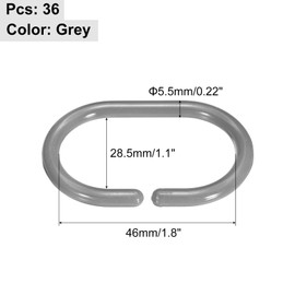 sourcing map 36 Pcs Shower Curtain Hooks, C-Shaped Plastic Shower Curtain Rings for Bathroom Rings, Shower Window Rods, Shower Curtain, Changing Room, Dressing Room (Grey)