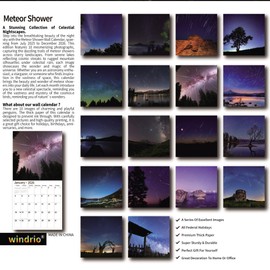 windrio 2026 Wall Calendar, Calendar 2026, July 2025 - December 2026, Wall Calendar Meteor Showe, 12" x 24" Opened,Full Page Months Thick & Sturdy Paper for Calendar Organizing & Planning