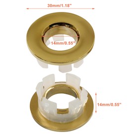 Litoexpe 3 Pcs Sink Basin Trim Overflow Cover, Sink Overflow Ring Vanity Sink Solid Brass Vessel Insert in Hole Round Caps for Kitchen and Bathroom (Gold)