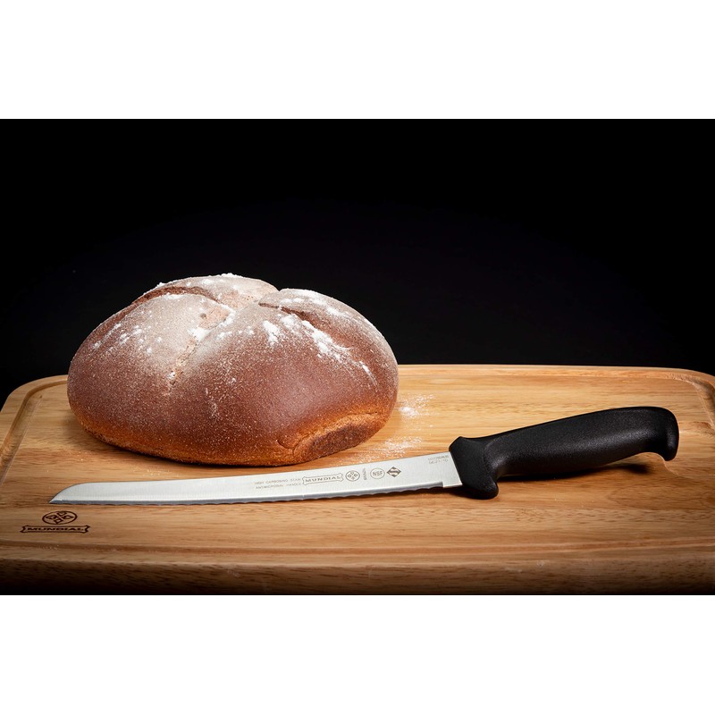 Mundial 10-Inch Curved Micro-Serrated Bread Knife, High-Carbon Stainless Steel Blade,