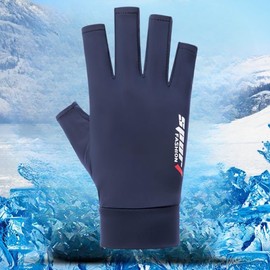 CaySep Men UV Protection Fishing Gloves Summer Outdoor Non Slip Fingerless Gloves for Hiking Driving Cycling Gloves