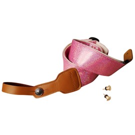 MUSIC FIRST Original Design Metallic Sparkle Delux Shining Guitar Strap, Ukulele Strap, Mandolin Strap, Stage Strap. (Pink)