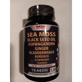 MDA Supplements SEA MOSS Black Seed Oil, Ashwagandha, Ginger….120cap