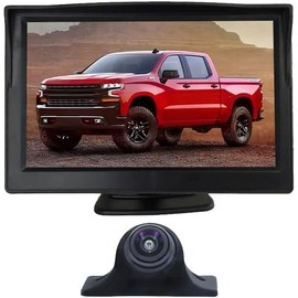Car Side Rear View Backup Camera Reversing 5 in Monitor Reverse Image Front Parking Night Vision Rear Mirror Positive for Vehicle Waterproof IP68 Clear Night Vision Car Camera