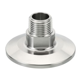 PATIKIL 1.5 Inch TC Tri Clamps Adaptor, Tri-Clover Fittings to NPT 3/8" Male Sanitary Thread Adaptor 304 Stainless Steel for Food Beverage Dairy, Ferrule 50.5mm