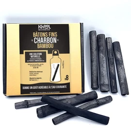 KHOOL Bamboo, Set of 8 Fine Bamboo Charcoal Sticks, 1 to 2 cm Diameter, for Cleaning and Improving the Taste of the Water in Your Bottles and Carafes