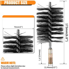 1Pc 3" Round Pipe Tube Stainless Steel Wire Brush 75mm