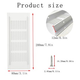 0XBIT Ventilation Grill 2 Pieces Exhaust Grille, 20 × 8 cm White Air Vent Grill, Aluminum Ventilation Grille, White Ventilation Mesh, Suitable for Cabinets, Furniture Ventilation