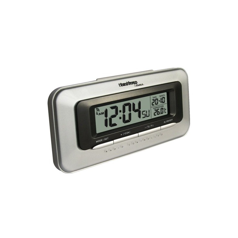 TECHNOLINE WT 180 Alarm Clock, Plastic, Silver/Black