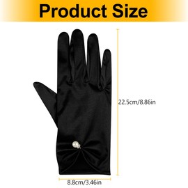 Lotsdonxia 1PCS Satin Dress Short Gloves Simple Short Wedding Party Sun Screen Gloves Suitable For Ladies Evening Party Decoration（Black）