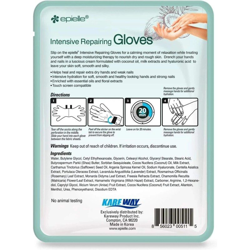 6 PAIRS of Epielle Intensive Repairing Gloves Mask for Dry