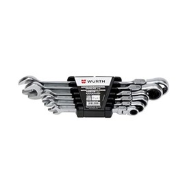 Würth Ratchet Combination Spanner Flexible 6-Piece Set Size 8, 10, 12, 13, 17 and 19 mm with 180° Joint for Flexible Working
