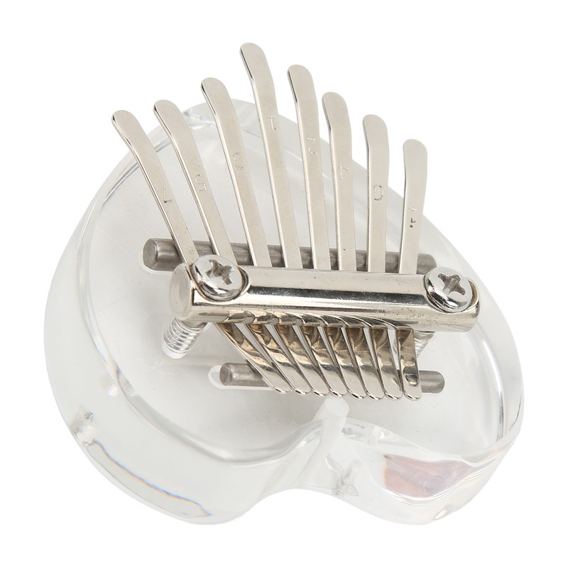 Heart Shaped Thumb Piano Mini Portable Transparent Crystal 8 Keys