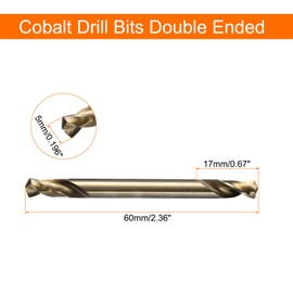 HARFINGTON 10Pcs Cobalt Drill Bits Double Ended 5mm/0.196" M35 High Speed Steel Twist Drill Bit Stubby Body for Hardened Steel Wood Plastic Cast Iron