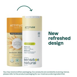 ATTITUDE Baking Soda Free Deodorant for Sensitive Skin with Oatmeal and Argan Oil, EWG Verified, Aluminum Free, Plastic-Free, 3 Ounces (Pack of 6)