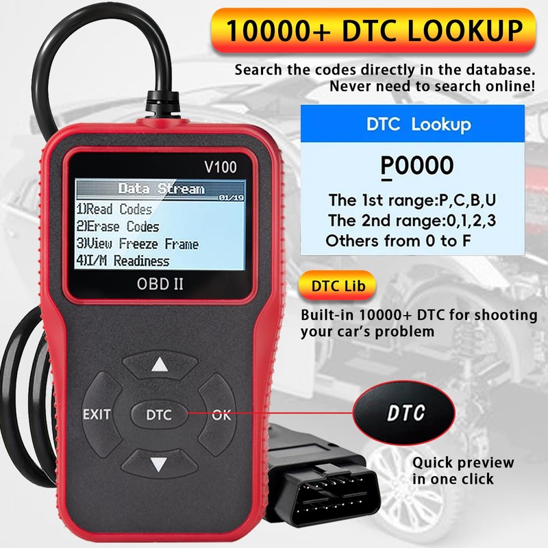 V100 OBD2 Diagnostic Scanner Tool, Code Reader, Engine Light Diagnostic