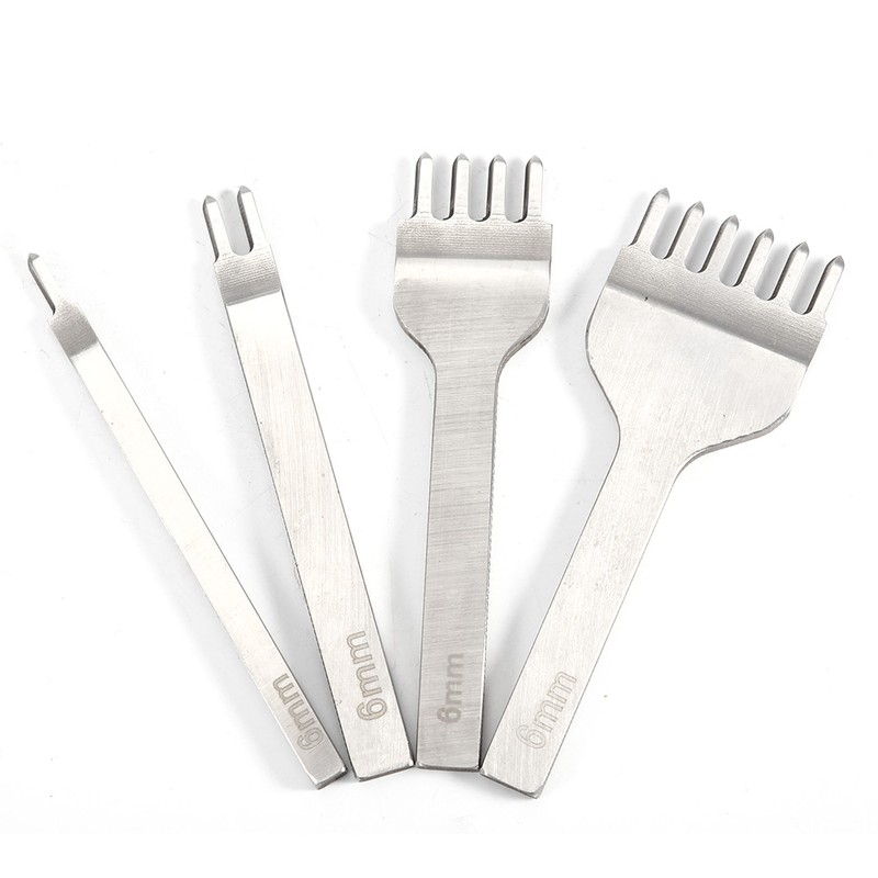 4 Pcs Hole Chisel 1+2+4+6 Prong Leather Punch Tool DIY