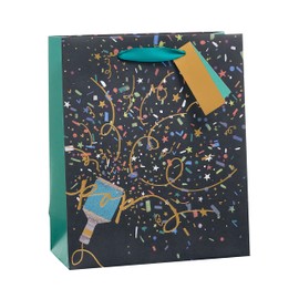 UK Greetings Medium Gift Bag for Him/Her/Friend - For Birthdays, Christmas, New Year & Other Events - Party Popper Design