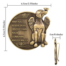 Superkred Guardian Dog Angel Visor Clip - Traditional-Modern Bronze Car Accessory, Perfect for Dog Lovers