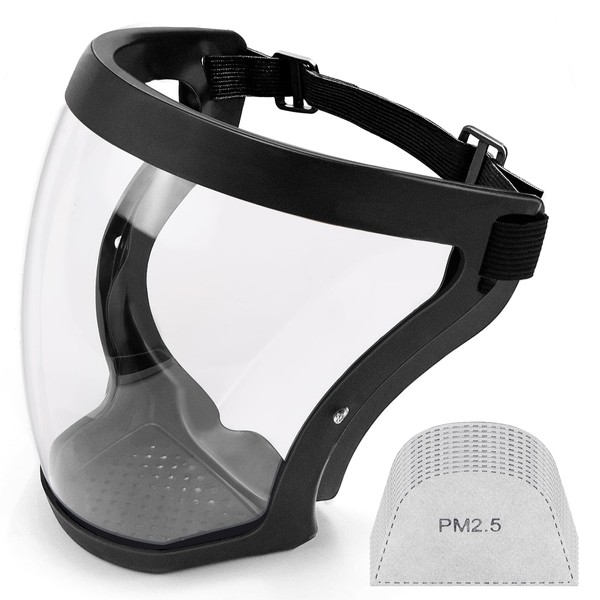 TUZHE Protective Face Shield Anti-Fog Full Face Protection Transparent Plastic