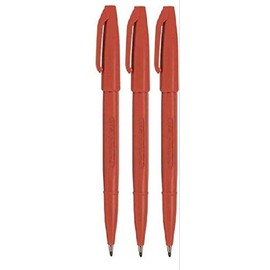 Pentel Brown Original Sign Pen S520 Fibre Tip Marker Pens Colour Fineliner 2mm Nib 1mm Line Width (Pack Of 3)