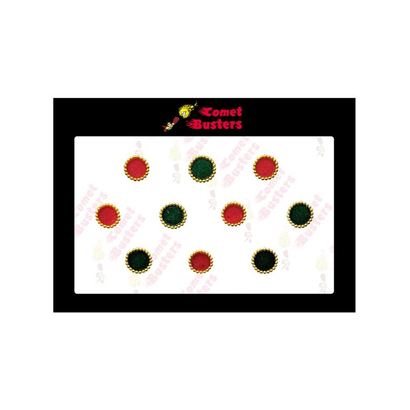 Comet Busters Beautiful Red and Green Round Bindi
