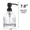 2-Pack Clear Glass Soap Dispensers with Matte Black Stainless Steel