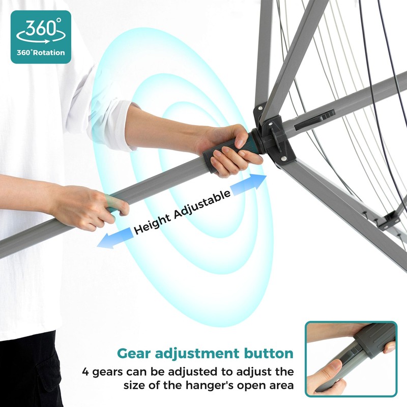 JS HANGER Umbrella Drying Rack Outdoor, Rotary Retractable Dryer Adjustable