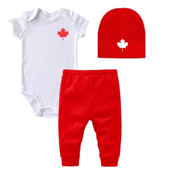 3-Piece Canada Baby Set, Custom Handmade Baby Canada Maple Leaf