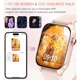 INNOFOVO Women's Smartwatch with Phone Function, 1.85 Inch Full Touchscreen Fitness Watch Tracker Smartwatches for Women IP67 Waterproof Sports Watch with Sleep Monitor