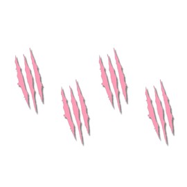 4 Ripped Claw Marks 6'' Solid Pink Vinyl Sticker Decals Jurassic Dinosaur Monster Scratches Torn Metal Vehicle Park Decal Stickers (4 Solid PINK 6'')